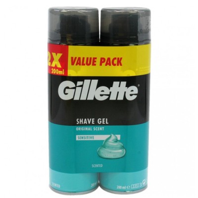 Gillette Sensitive gel na holení Duo 2 x 200 ml