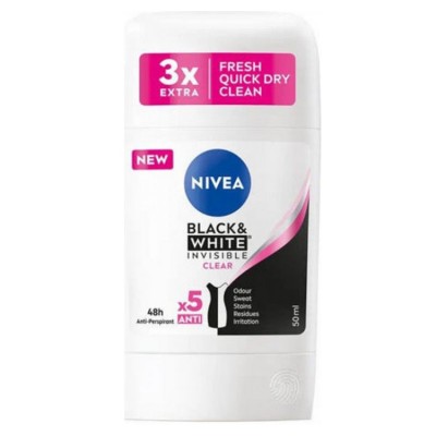 Nivea Invisible Clear Black & White anti-perspirant stick 50 ml
