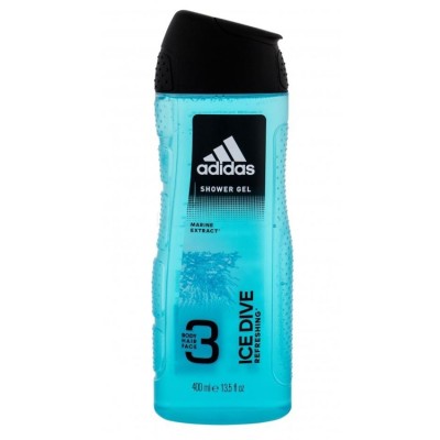 Adidas Ice Dive 3v1 sprchový gel na tělo vlasy a obličej 400 ml